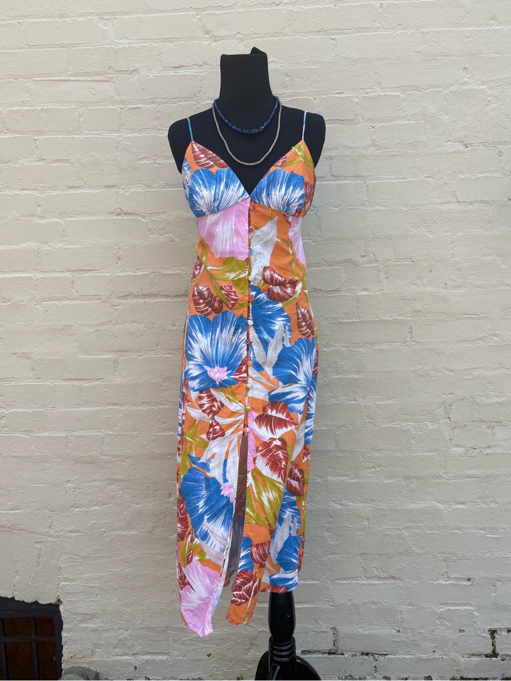 Zara Linen Palm Dress Sz M